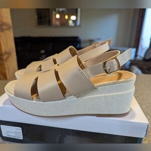 Aqua College Platform Slingback Sandals in Beige